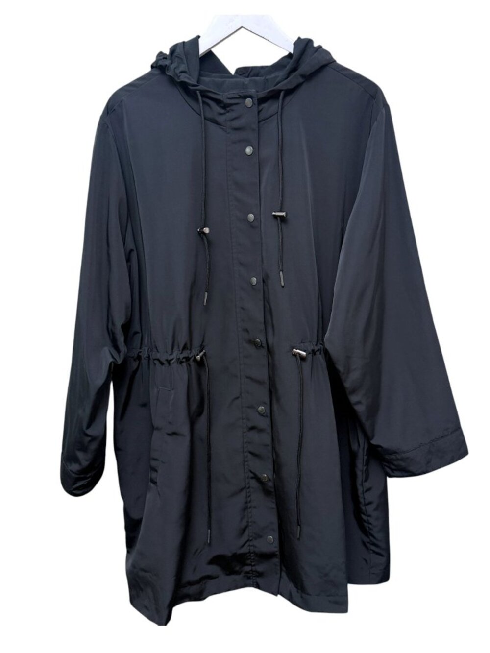 SUSAN GRAVER Utility Jacket Plus Size 2X Petite Black Windbreaker Light Coat